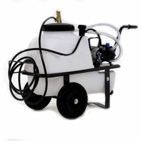 Chariot cuve 50L avec enrouleur 50m et pompe MC18 Comet