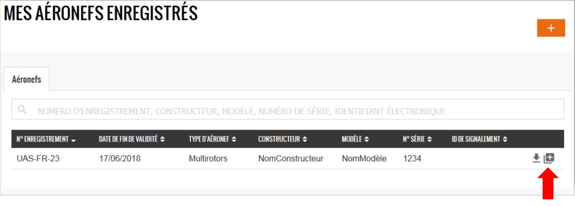 mes aeronefs enregistré