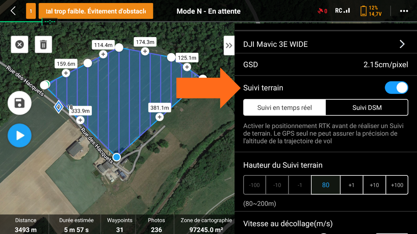 DJI PILOT 2 suivi terrain