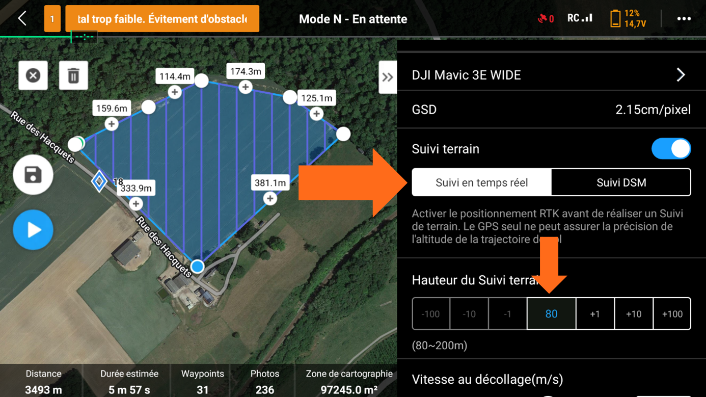 DJI PILOT 2 sélectionnez DJI Mavic 3E