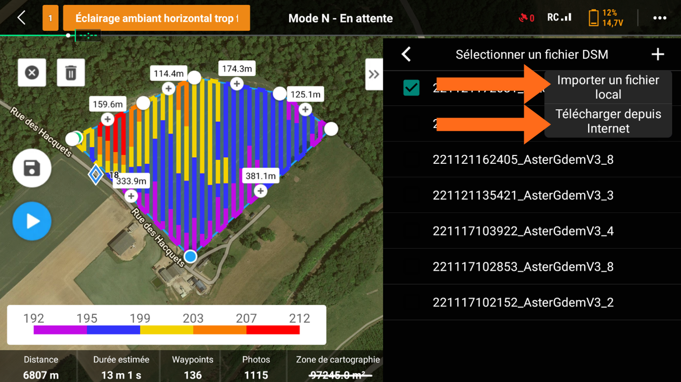 DJI PILOT 2 suivi DSM importer