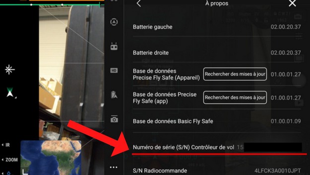 Numéro de serie drone dans DJI RC PRO Enterprise
