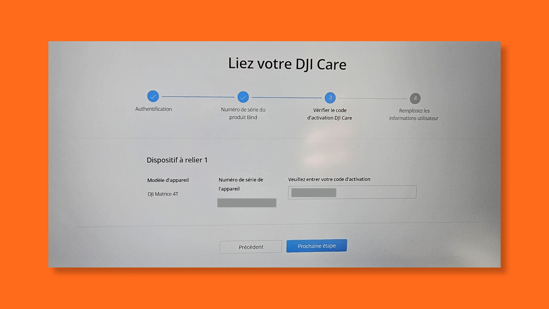 Authentification et sélection du produit