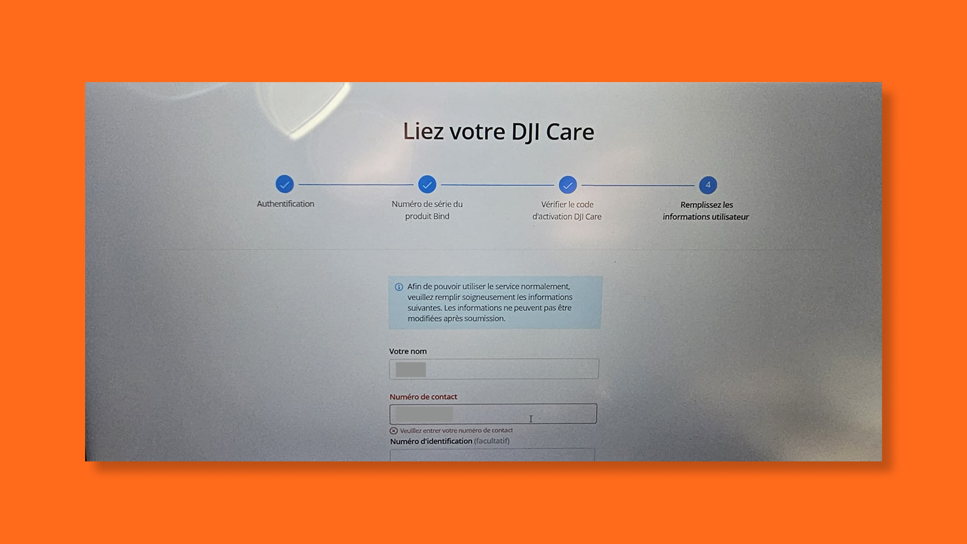 Saisie des informations utilisateur