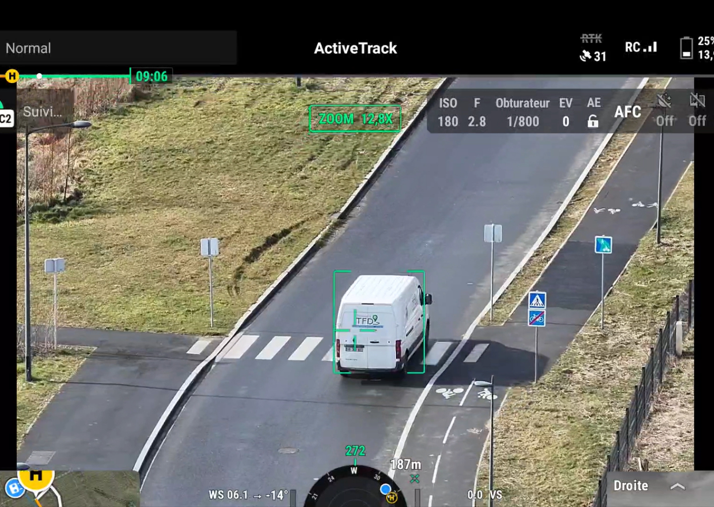 Vue du drone avec son Smart Tracking