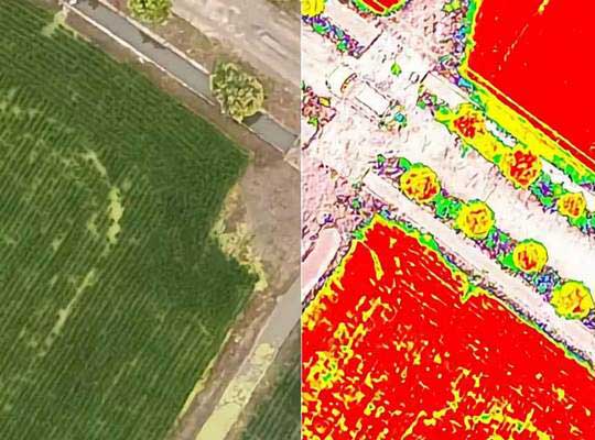 Prise de vue multispectrale par drone