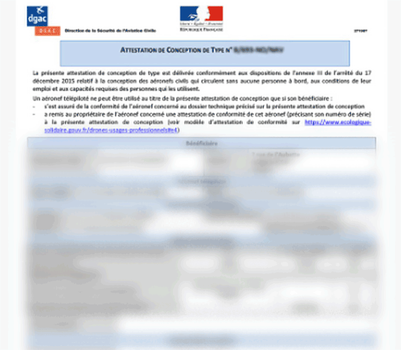 Attestation de conception / conformité au type - ABOT Drones Pro