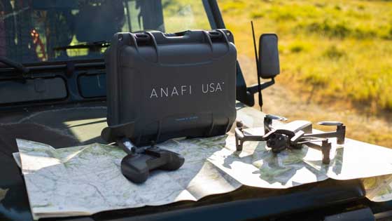 Parrot Anafi USA, sa valise et sa radiocommande