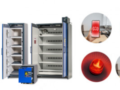 Alarmes & alertes des armoires Asecos - Stockage batteries lithium